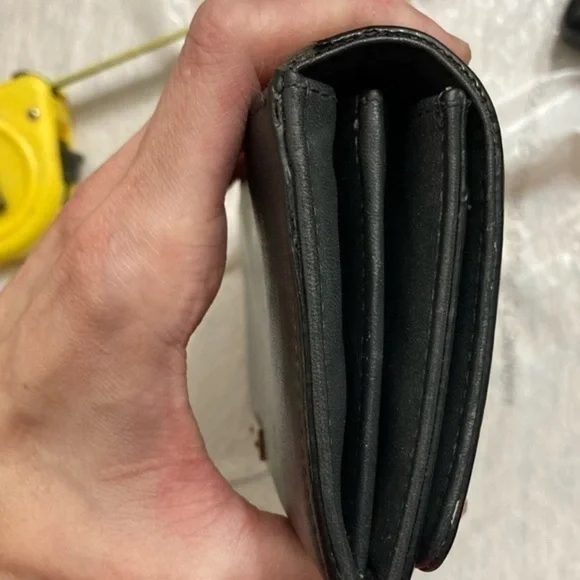 Kate spade dark gray leather bow wallet
